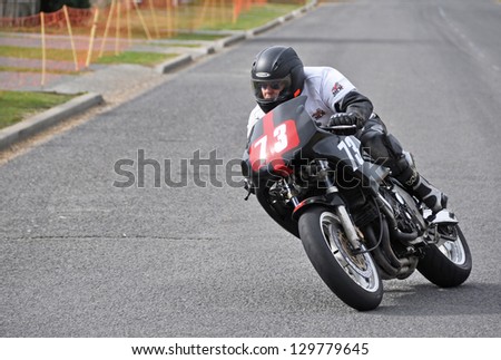 METHVEN, NEW ZEALAND - APRIL 02, : Gary Burrows on a Yamaha FZR 1000 competing at the Methven Mountain Thunder street race meeting on April 02, 2009 in Methven.