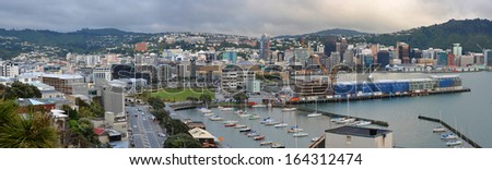 Wellington City Panorama from Oriental Bay in early Morning, New Zealand
