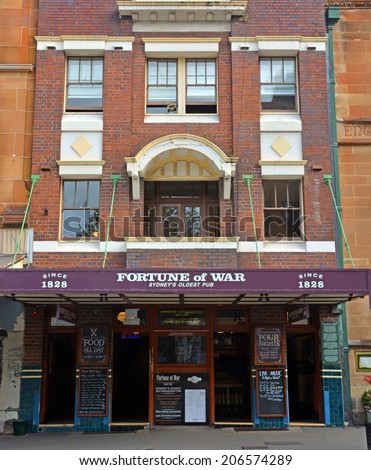 Sydney, Australia - July 19, 2014: The Fortune of War Pub & Restaurant in The Rocks District - Sydney\'s Oldest Pub.