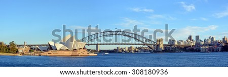 Sydney, Australia - July 17, 2014: Sydney Harbour, Bridge, Opera House & North Sydney  Panorama
