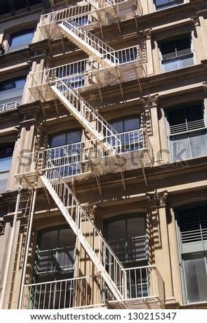 Close up of a NYC tenement building and fire escape