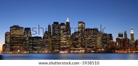 Twilight Panoramic Of The New York City Skyline