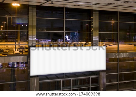 Blank. Empty billboard at a international airport