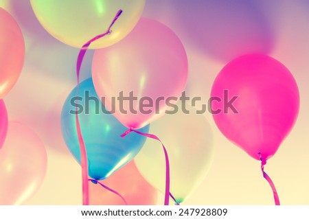 Close up of colorful balloons - retro look