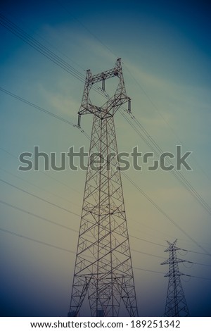 Power tower, dark sky background