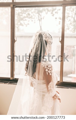 Asian bride, a China bride, waiting for the wedding