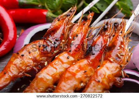 China style barbecue, grilled shrimp