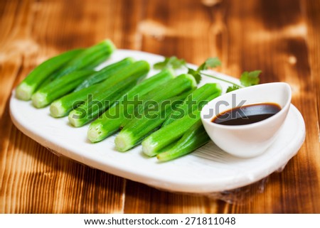 Okra and soy sauce, Japanese vegetarian style