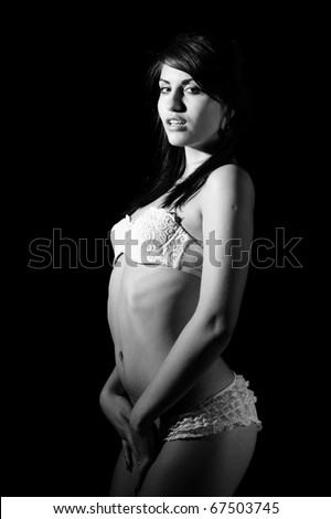 stock photo young pretty sexy and sensual woman posing nude in white