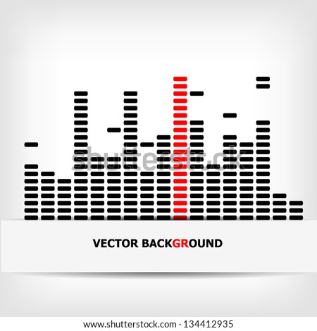 Monochrome digital equalizer background with red strip vector illustration Monochrome digital equalizer background with red strip vector illustration