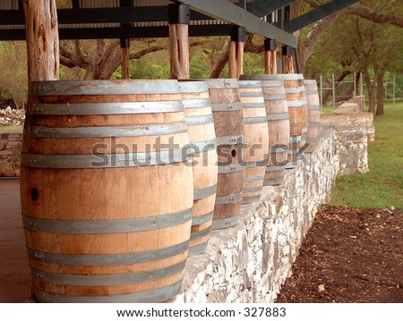 Wine barrels on a wall