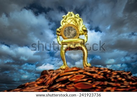 Euro coin on shaky throne