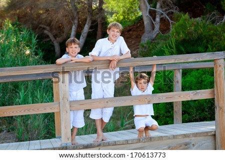 Portrait of three brothers, outdoor