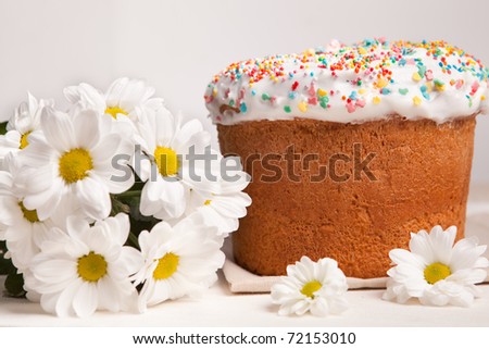 Easter cake and many white flowers