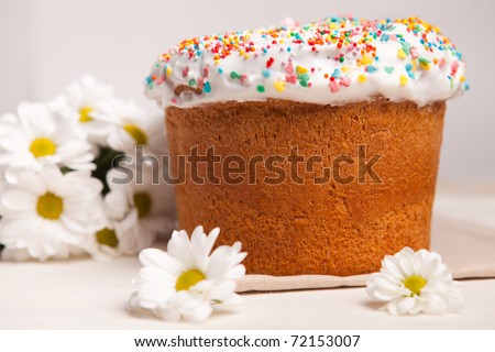 Easter cake and many white flowers