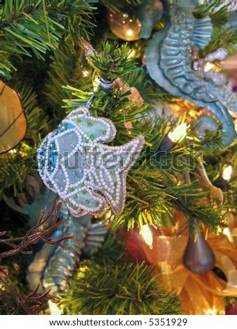 themed Christmas tree with ocean creature ornaments