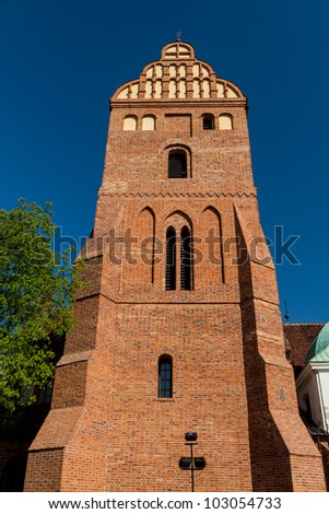 Gothic style architecture of the St. Mary\'s Church (The Church of the Visitation of the Most Blessed Virgin Mary) in Warsaw, Poland