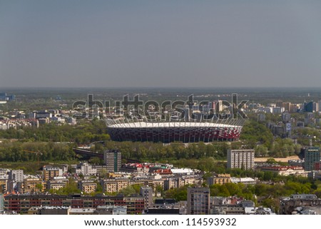 NATIONAL STADIUM IN WARSAW, POLAND - APRIL 25: Warsaw National Stadium on April 25, 2012. The National Stadium will host the opening match of the UEFA Euro 2012.