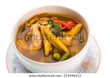 Spicy Thai Chicken and Corn Soup with lotus seeds