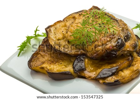 Grilled eggplant with dill isolated