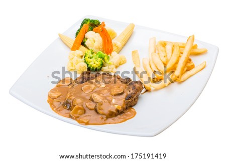 Beef steak with mushroom sauce