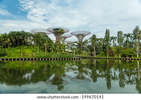 SINGAPORE - MAY 12: Gardens by the Bay on Mar 12, 2014 in Singapore. Gardens by the Bay was crowned World Building of the Year at the World Architecture Festival 2012