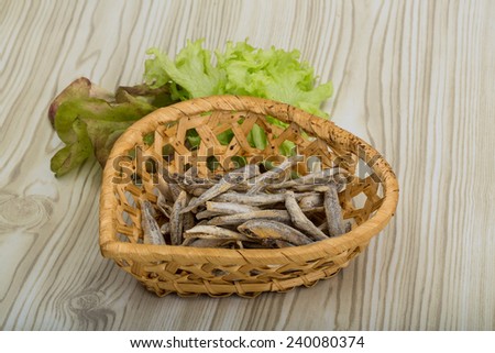 Dried anchovy - small fishes in the bowl