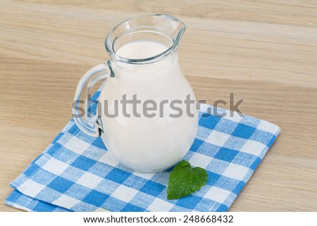 Kefir - milk made dietary product on the napkin