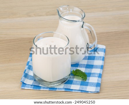 Kefir - milk made dietary product on the napkin