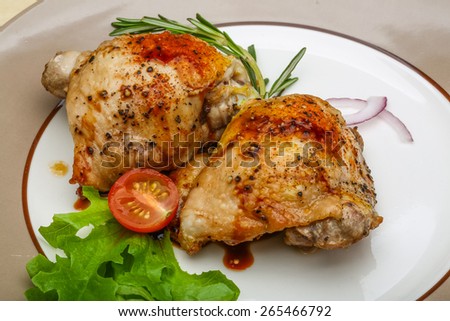 Roasted chicken thighs with herbs and spices
