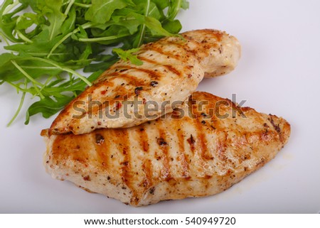Dietary cuisine - Grilled chicken breast with rucola leaves