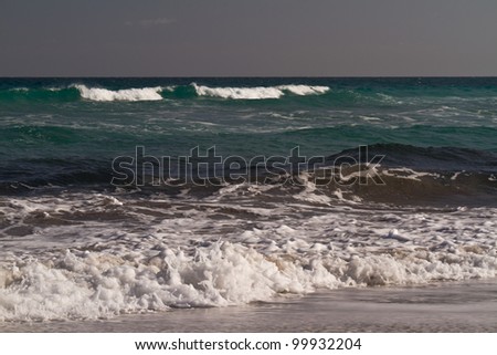 Sea waves on the Mediterranean sea