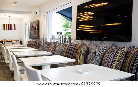very modern decoration in  a lounge cafe- bar- restaurant