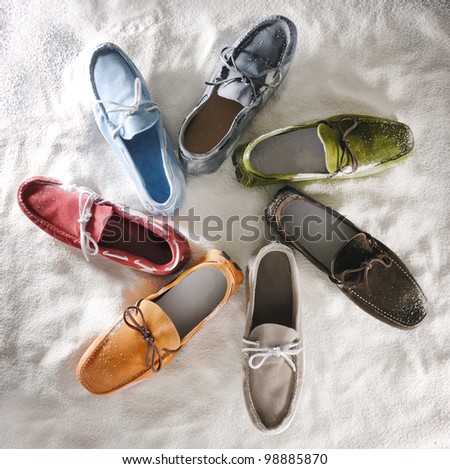 shoes colorful in white sand