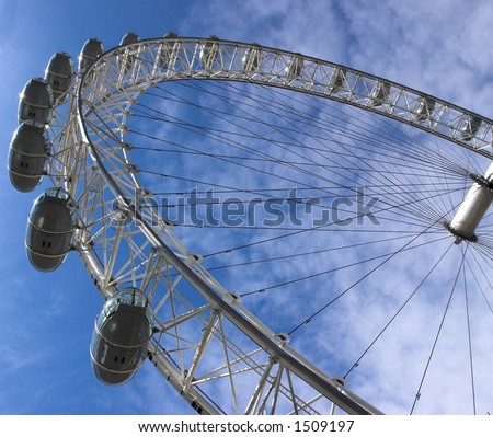 London eye with blue sky and cloud background