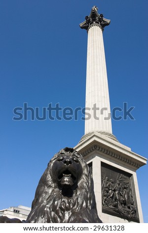 Lion at Nelson\'s Column, Trafalgar Square, London