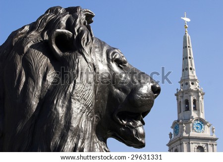 Bronze Lion Sculpture, Trafalgar Square, London