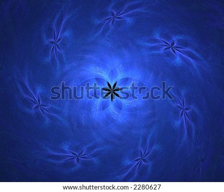 high resolution flame fractal forming a swirly blue anise-shaped background