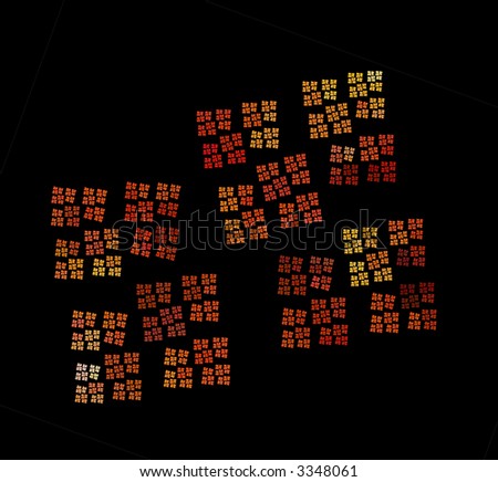 pattern of dice-like structures over black, background with plenty of copy space around it