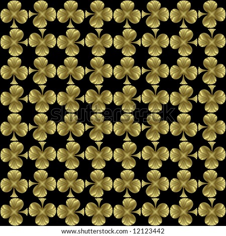 seamless tillable black and golden background tile with many little golden shamrocks/ clovers suitable for St. Patricks day..