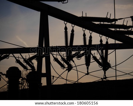 Electrical power grid in silhouette Electrical power grid in silhouette