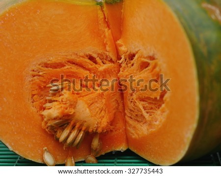 A halved pumpkin halve pumpkin