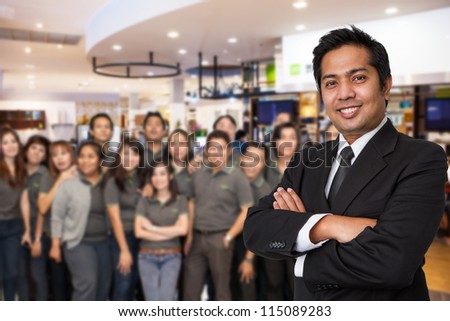 Business team welcome on office background