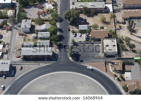 Tuning fork shaped road from above in Las Vegas