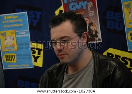 Seth MacFarlane, creator of the Family Guy and American Dad, signing autographs at Best Buy.