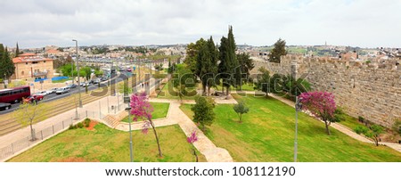 View of modern Jerusalem from the old Jerusalem wall