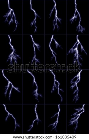 Set of lightnings at a dark night
