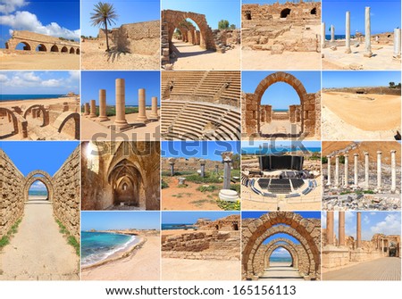 Set of summer photos in Caesarea, Mediterranean sea, Israel  (my photos).