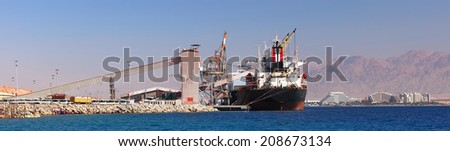 Cargo sea port. Sea cargo cranes. Red sea. Eilat, Israel