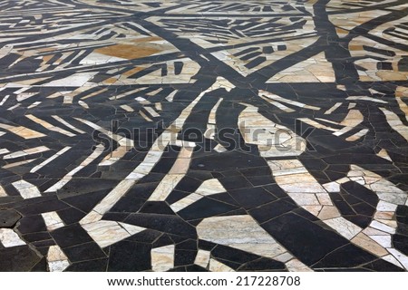 Marble stone mosaic floor background. Floor mosaic. Cobblestone pavement